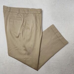 Bills Khakis Pants Mens 36x32 Beige Classic Pleated Cuffed Belted Straight USA